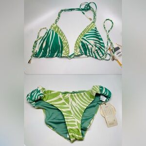 Tropical Green and White Palm Leaf Bikini
